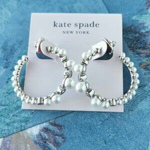 Kate Spade Pearl Caviar Silver Hoop Earrings